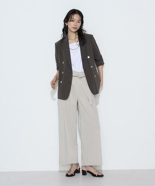 COMME CA PLATINUM / コムサ・プラチナ テーラードジャケット | リネン／トリアセテートストレッチ ダブルブレストジャケット | 詳細9