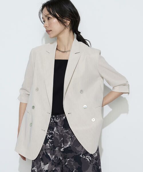 COMME CA PLATINUM / コムサ・プラチナ テーラードジャケット | リネン／トリアセテートストレッチ ダブルブレストジャケット | 詳細18