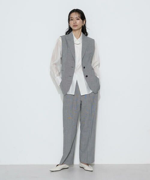 COMME CA PLATINUM / コムサ・プラチナ ベスト | ストレッチミニ千鳥 ジレ | 詳細1