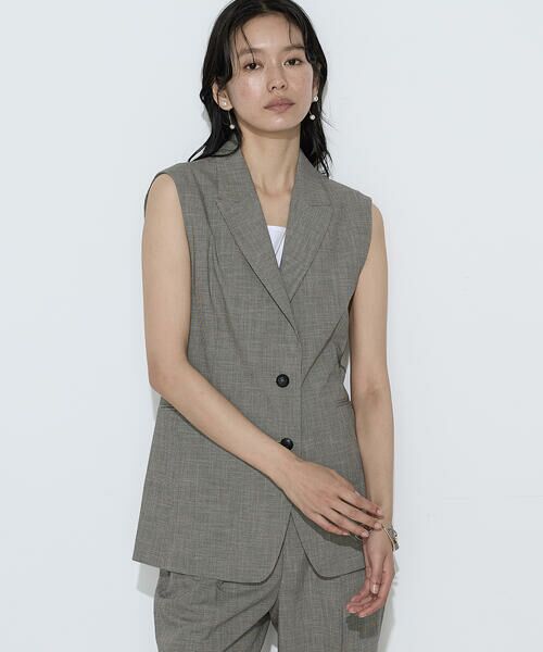 COMME CA PLATINUM / コムサ・プラチナ ベスト | ストレッチミニ千鳥 ジレ | 詳細15