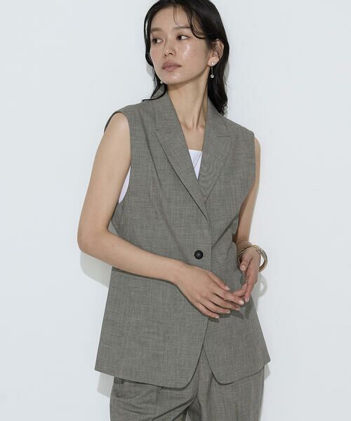 COMME CA PLATINUM / コムサ・プラチナ ベスト | ストレッチミニ千鳥 ジレ | 詳細16