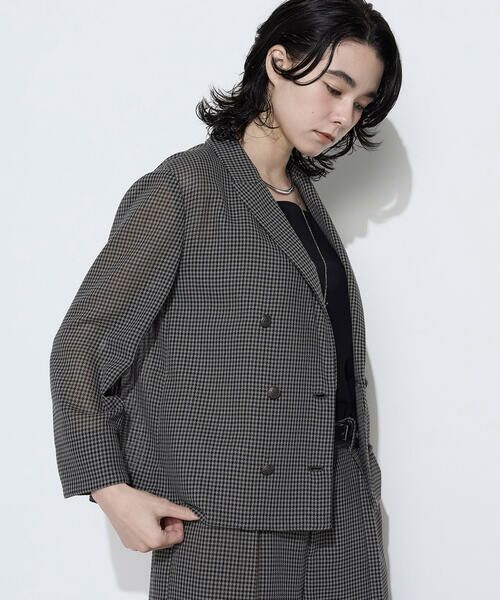 COMME CA PLATINUM / コムサ・プラチナ テーラードジャケット | 【セットアップ対応】シアーチェックジャケット | 詳細7