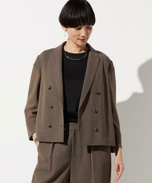 COMME CA PLATINUM / コムサ・プラチナ テーラードジャケット | 【セットアップ対応】シアーチェックジャケット（14:ブラウン系）