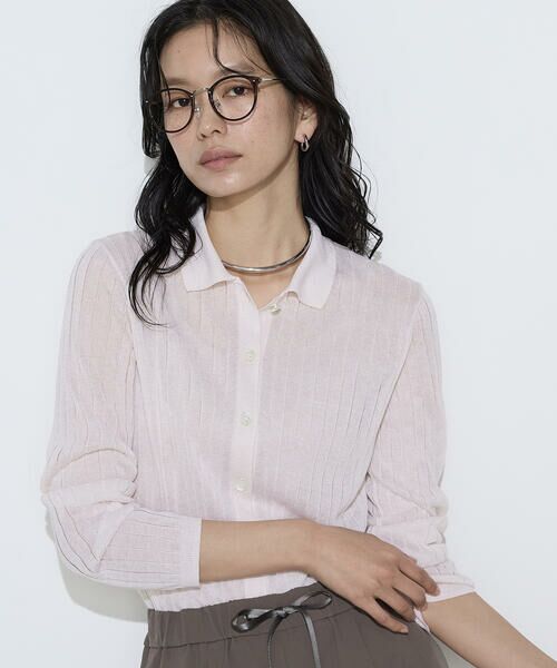 COMME CA PLATINUM / コムサ・プラチナ カーディガン・ボレロ | レーヨンイタリア糸 ワイドリブポロカーディガン（07:キナリ）