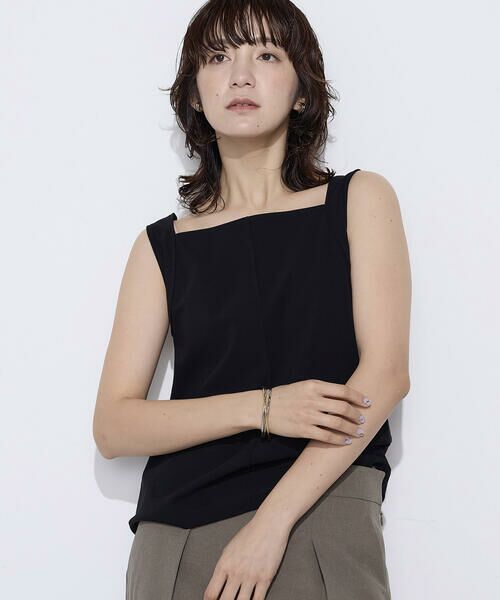 COMME CA PLATINUM / コムサ・プラチナ タンクトップ | ファインコットンフライス 2WAYインナー（05:クロ）