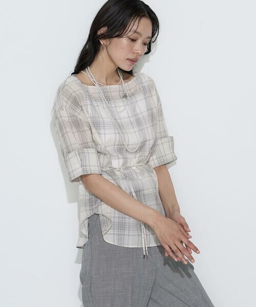 COMME CA PLATINUM / コムサ・プラチナ シャツ・ブラウス | モノトーンシアーチェック ブラウス | 詳細5
