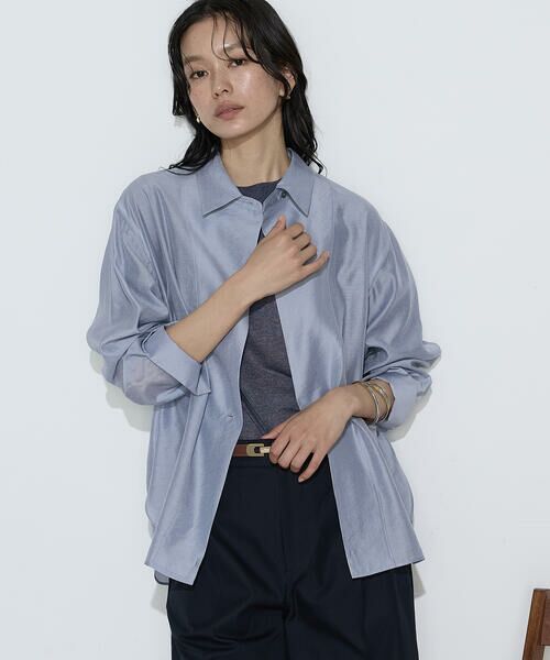 COMME CA PLATINUM / コムサ・プラチナ シャツ・ブラウス | シアーキュプラシルク シャツ（23:サックス）