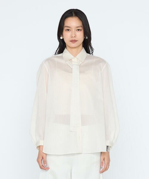 COMME CA PLATINUM / コムサ・プラチナ シャツ・ブラウス | シアーストライプ ボウタイシャツ | 詳細3