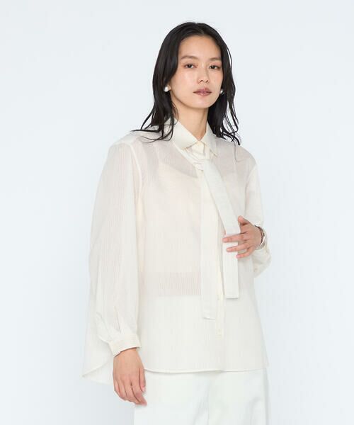 COMME CA PLATINUM / コムサ・プラチナ シャツ・ブラウス | シアーストライプ ボウタイシャツ | 詳細2