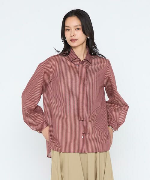 COMME CA PLATINUM / コムサ・プラチナ シャツ・ブラウス | シアーストライプ ボウタイシャツ | 詳細12