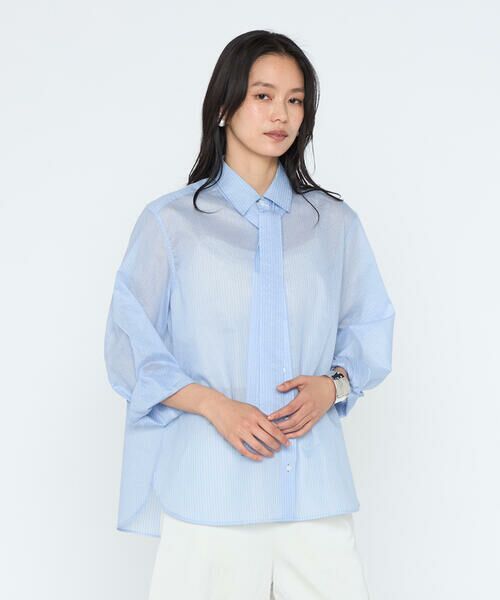 COMME CA PLATINUM / コムサ・プラチナ シャツ・ブラウス | シアーストライプ ボウタイシャツ | 詳細18