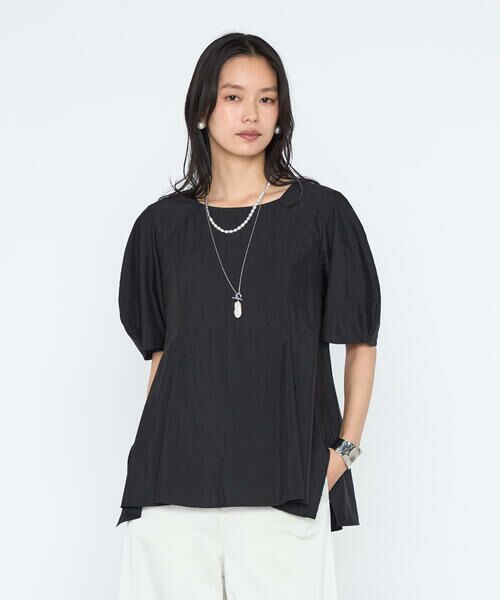 COMME CA PLATINUM / コムサ・プラチナ シャツ・ブラウス | シルキーポプリン ペプラムブラウス（05:ブラック）