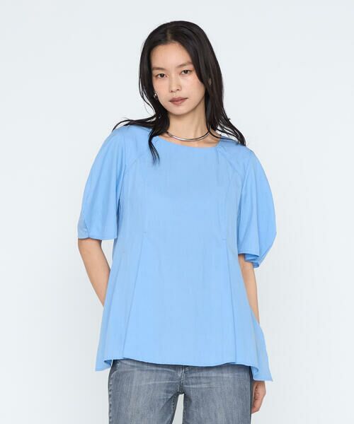 COMME CA PLATINUM / コムサ・プラチナ シャツ・ブラウス | シルキーポプリン ペプラムブラウス（23:アズールブルー）