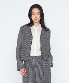 COMME CA PLATINUM / コムサ・プラチナ ノーカラージャケット | カラミツイード ノーカラージャケット
