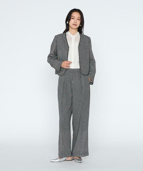 COMME CA PLATINUM / コムサ・プラチナ ノーカラージャケット | カラミツイード ノーカラージャケット | 詳細1