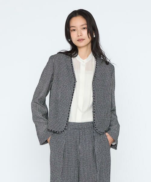 COMME CA PLATINUM / コムサ・プラチナ ノーカラージャケット | カラミツイード ノーカラージャケット | 詳細5