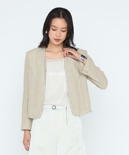 COMME CA PLATINUM / コムサ・プラチナ ノーカラージャケット | カラミツイード ノーカラージャケット | 詳細19