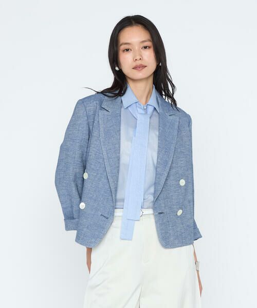 COMME CA PLATINUM / コムサ・プラチナ その他アウター | デニム調シャンブレーツイル ショートジャケット（23:デニムブルー）