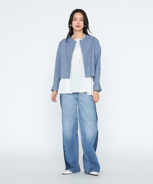 COMME CA PLATINUM / コムサ・プラチナ ブルゾン | デニム調シャンブレーツイル  ブルゾン | 詳細1