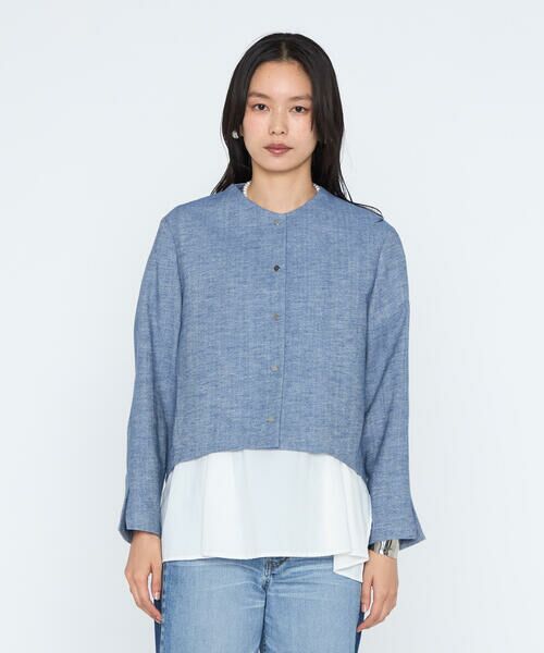 COMME CA PLATINUM / コムサ・プラチナ ブルゾン | デニム調シャンブレーツイル  ブルゾン | 詳細4