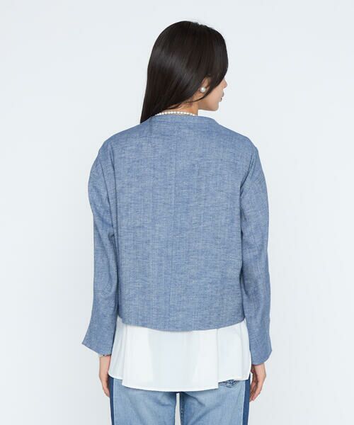 COMME CA PLATINUM / コムサ・プラチナ ブルゾン | デニム調シャンブレーツイル  ブルゾン | 詳細6