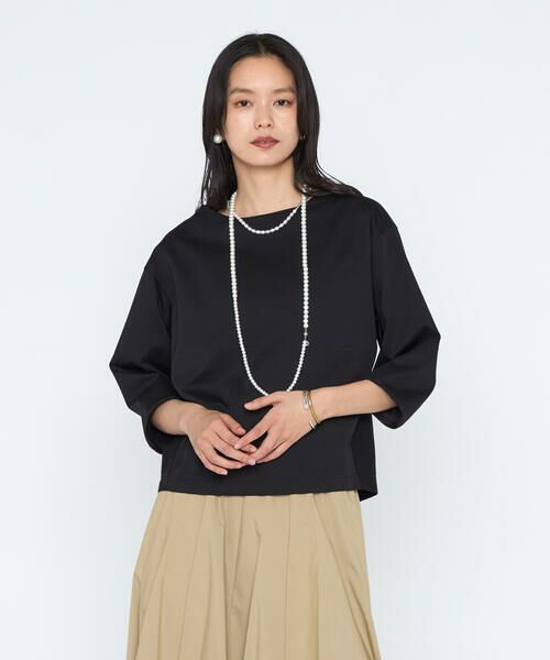 COMME CA PLATINUM / コムサ・プラチナ カットソー | スーピマコットンポンチ プルオーバー（05:ブラック）