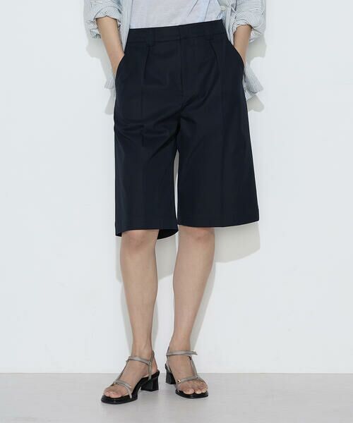 COMME CA PLATINUM / コムサ・プラチナ ショート・ハーフ・半端丈パンツ | コンパクトクロス ハーフパンツ(09:ネイビー)