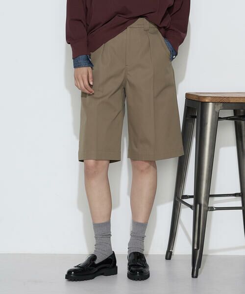 COMME CA PLATINUM / コムサ・プラチナ ショート・ハーフ・半端丈パンツ | コンパクトクロス ハーフパンツ(20:カーキ)