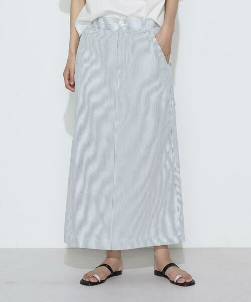 COMME CA PLATINUM / コムサ・プラチナ ロング・マキシ丈スカート | 〔 +サイズ 〕 ヒッコリー スカート（01:ホワイト）