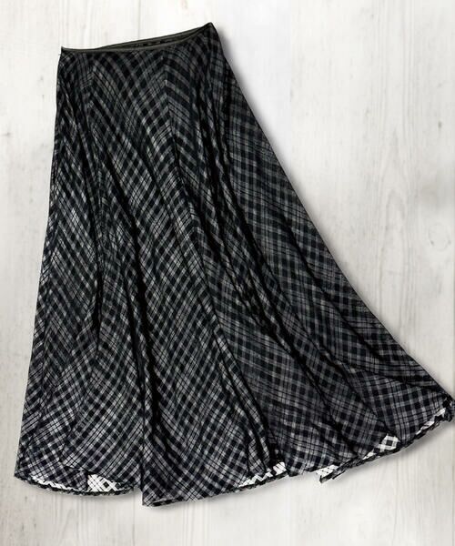COMME CA PLATINUM / コムサ・プラチナ ロング・マキシ丈スカート | 【セットアップ対応】接結チェック スカート（05:クロ×シロ）