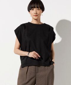 COMME CA PLATINUM / コムサ・プラチナ カットソー | スーピマコットンポンチ肩タックデザインTシャツ