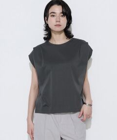 COMME CA PLATINUM / コムサ・プラチナ カットソー | スーピマコットンポンチ肩タックデザインTシャツ