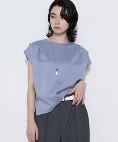 COMME CA PLATINUM / コムサ・プラチナ カットソー | スーピマコットンポンチ肩タックデザインTシャツ