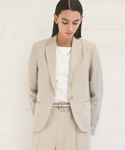 COMME CA PLATINUM / コムサ・プラチナ テーラードジャケット | 高密度リネンストレッチ トランスフォルメジャケット（15:亜麻）