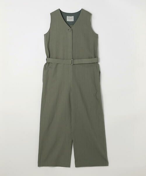COMME CA PLATINUM / コムサ・プラチナ サロペット・オールインワン | 高密度リネンストレッチ ジャンプスーツ（20:カーキ）