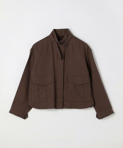 COMME CA PLATINUM / コムサ・プラチナ ブルゾン | 高密度リネンストレッチ フィールドジャケット（14:ブラウン）