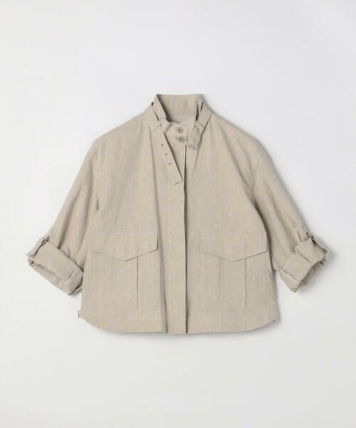 COMME CA PLATINUM / コムサ・プラチナ ブルゾン | 高密度リネンストレッチ フィールドジャケット | 詳細4
