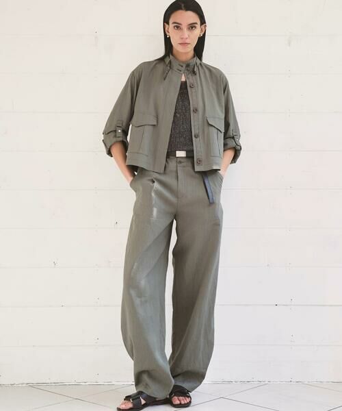 COMME CA PLATINUM / コムサ・プラチナ ブルゾン | 高密度リネンストレッチ フィールドジャケット | 詳細17