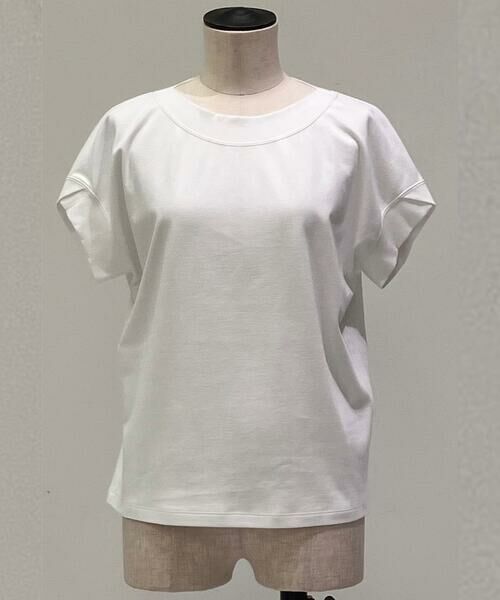 COMME CA PLATINUM / コムサ・プラチナ Tシャツ | スビンプラチナムスムース ボートネックTシャツ（01:ホワイト）