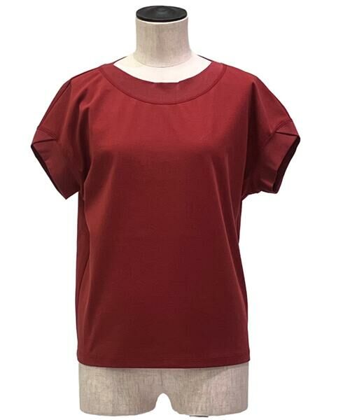 COMME CA PLATINUM / コムサ・プラチナ Tシャツ | スビンプラチナムスムース ボートネックTシャツ（33:ブリックレッド）