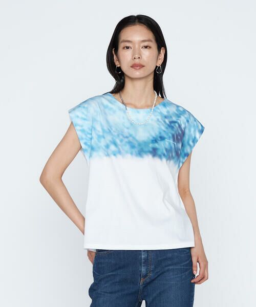 COMME CA PLATINUM / コムサ・プラチナ Tシャツ | アルビニスムース 水面プリントTシャツ（01:ホワイト）
