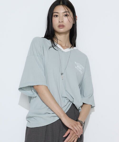 COMME CA PLATINUM / コムサ・プラチナ Tシャツ | ヴィンテージレアルツイストライト プリントTシャツ（29:ミント）