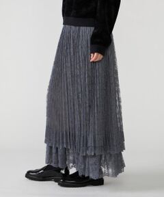 COMME CA PLATINUM / コムサ・プラチナ ロング・マキシ丈スカート | ラッセルレース ツイストプリーツスカート