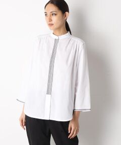 COMME CA PLATINUM S-SIZE / コムサ・プラチナ エスサイズ シャツ・ブラウス | 〔Sサイズ〕幾何柄刺繍 スタンドカラーシャツ