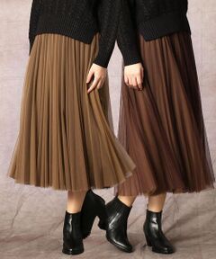 COMME CA PLATINUM S-SIZE / コムサ・プラチナ エスサイズ ロング・マキシ丈スカート | 〔Sサイズ〕ソフトチュール プリーツスカート