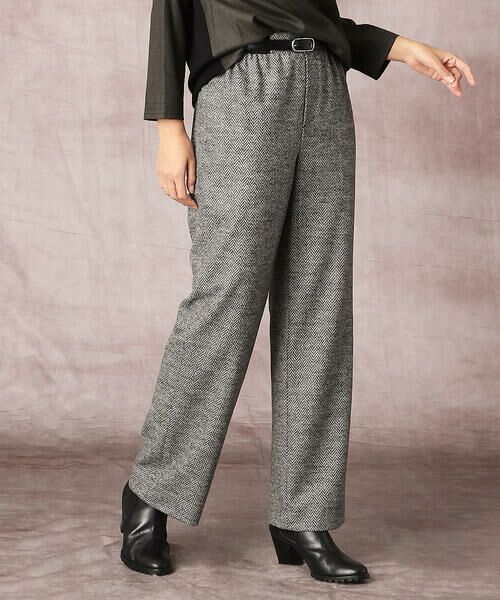 COMME CA PLATINUM S-SIZE / コムサ・プラチナ エスサイズ その他パンツ | 〔Sサイズ〕ヘリンボンジャカード ワイドパンツ(モノトーン)