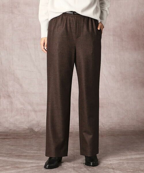 COMME CA PLATINUM S-SIZE / コムサ・プラチナ エスサイズ その他パンツ | 〔Sサイズ〕ヘリンボンジャカード ワイドパンツ(バーガンディー)