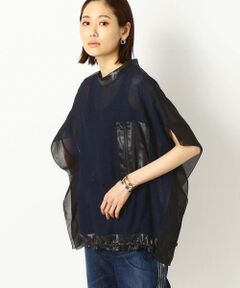 COMME CA PLATINUM S-SIZE / コムサ・プラチナ エスサイズ シャツ・ブラウス | 〔Sサイズ〕藍 からみ織り サイドフリルプルオーバー