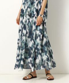 COMME CA PLATINUM S-SIZE / コムサ・プラチナ エスサイズ ロング・マキシ丈スカート | 〔Sサイズ〕【セットアップ対応】割繊マルチカラーアートプリント ハンカチーフヘムロングスカート