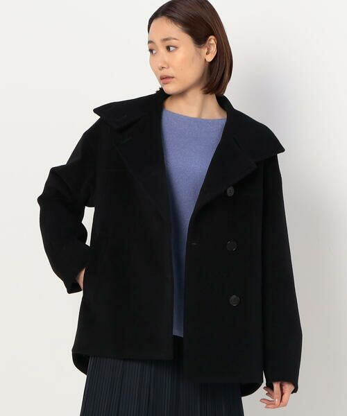 8,688円新品　百貨店購入　大きいサイズ　ウール　コート　ブラック　ハーフコート